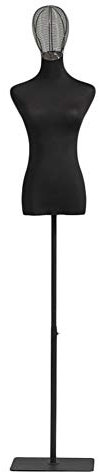 Schwarze Schaufensterpuppe mit Oberkörper, armlos, mit Metallständer und Kopf, weibliche Kleiderform, Schaufensterpuppenkörper, Torso, höhenverstellbar, für Pullover, Kleidung, Hochzeit, Präsenta