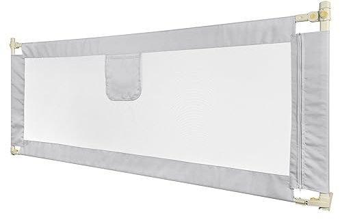 Belfoyer Barrière de Lit 200 cm, Réglable en Hauteur, Rail de Lit Protection pour Enfants, Barriere De Lit Levée Et Abaissée Verticalement, Protection Bébé 1 Seule Pièce, Gris