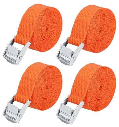 4Pcs Ratchet Tie Down Straps, 2.5m x 25mm Heavy Duty Lashing Straps, Adjustable Black Bike Rack Straps Tensioning Belts with Quick Release Cam Bukle for Vans,Motorcycle,Trucks,Trailer,Luggage,Cargo