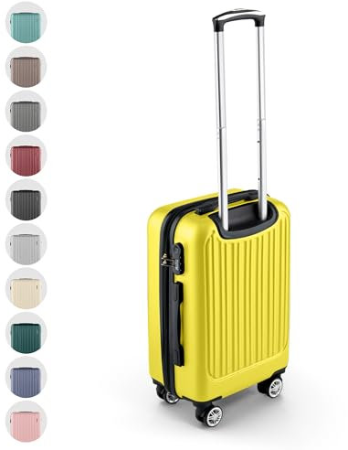 Easy Move ABS Hartschalenkoffer - Ergonomisch & Sicher - Kleiner Trolley Koffer mit 360° Rädern, Zahlen-Schloss - Rollkoffer, Reisekoffer Klein (Gelb, 54cm)