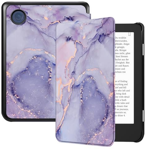 Fintie Hülle für Tolino Shine Color/Shine 5(2024)/Shine 4(2022) & Kobo Clara Colour/Clara BW(2024)/Clara 2E(2022) eReader - Ultradünn Hülle mit Auto Schlaf/Wach und Magnetverschluss, Lila Marmor