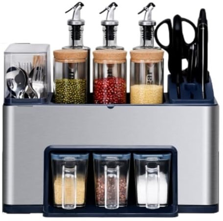 ANIIC Spice Rack Condiment Holder Metal Spice Rack Spice Jar Storage Rack Kitchen Storage Organizer Shelf Countertop Spice Storage Kitchen Storage Spice Organiser