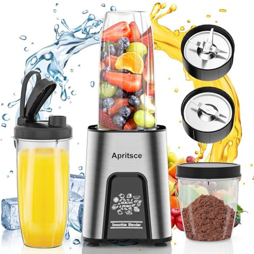 Batidora Smoothies, Apritsce 800W Multifunciónblender Smoothie Maker, 2 Botellas Portátiles Y 1 Molinillo, Sin BPA, Batidora Eléctrica, Licuadora Pequeña Para Helado, Frutas, Verduras, Nueces