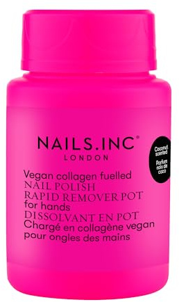 Nails.INC Vegan Collagen Fuelled Nail Polish Remover Pot for Hands, Formulated with Collagen to Promote Nail Strength and Growth, Acetone Free, Cruelty Free, Vegan, 50ml