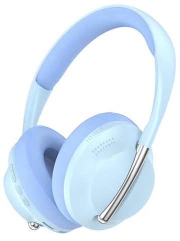 ND NEXT DESTINATION Casque sans fil Bluetooth 5.3 avec Basses et Son stéréo Casque Headband Over Head Oreille Ouverte (Bleu)
