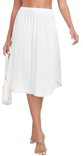 Wikoan Jupon Longue Femme en Dentelle - Jupe Élastique pour Robe Transparente S-XXL