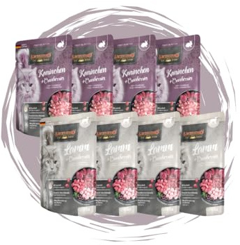 Leonardo Frischebeutel 8x85 g - Katzenfutter - Nassfutter - Multi Bundle - Sparpaket - Pouch - Verschiedene Sorten (85 g, 4X Kaninchen + Cranberries, 4X Lamm + Cranberries)