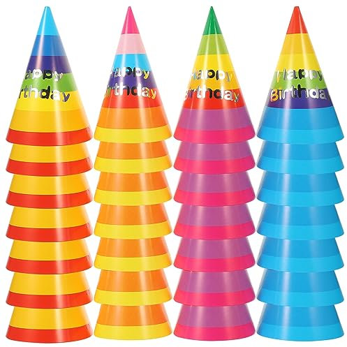 TOYANDONA 32stücke Bunte Geburtstagshüte Für Junge Mädchen Papier Partyhüte Im Cone-design Für Fröhliche Feiern Und Kreative -partys Mit Bunten Mustern Und Lebhaften Farben