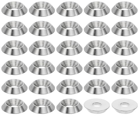 PATIKIL Rondelle Fraisée M5 Finition, 50Pcs 16mm de Diamètre 3.5mm de Hauteur Solide Acier Inoxydable 304 CNC Rondelle en Forme de Tasse à Tête Plate pour Constructions, Taper