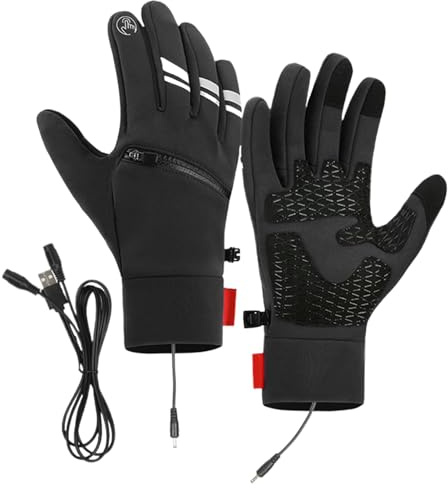 Pzuryhg Guantes de trabajo con calefacción para esquí, guantes de snowboard con calefacción, impermeables, USB para ciclismo al aire libre, invierno con elementos de calor, guantes de nieve adecuados
