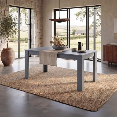 Vida Designs Medina 6 Seater Dining Table MDF Wood Rectangle Modern Kitchen Dining Room Furniture Unit, Grey