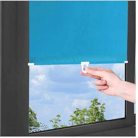 Tragbare Sonnenschutzrollos, Verdunkelungsrollos mit Saugnapf, kein Bohren erforderlich, Verdunkelungsvorhänge, Sonnenschutz/Thermorollos, Sonnenschutzrollos for Zuhause/Küche/Büro(Blue,45x125cm(17.7*