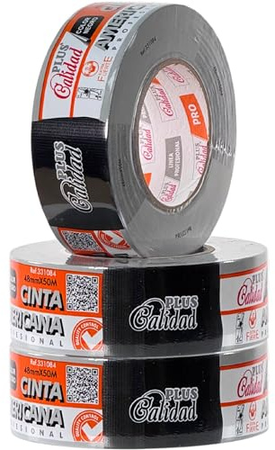 Plus Calidad tygband, extra starkt, 48 mm x 50 m, svart – för förpackning, flyttkartonger, reparationer. Tejp för säker, stark och hållbar tätning (03 rullar svart)