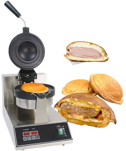 AUTUMFLATGAO Commercial UFO Burger Maker Machine, 1200W Electric Hamburger Press with 50-300℃ Adjustable Temp, Non-stick Panini Press, For Ice Cream Waffle Maker