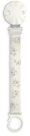 Suavinex, Portaciuccio in tessuto per neonati, morbido e flessibile, nastro con decoro su due lati, clip per ciuccio con pinza. Per neonati +0 mesi, adatto per neonati, Poetry Rosa