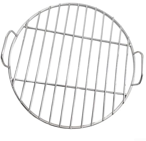 GLFLOW Runder Grillrost aus Edelstahl, tragbares Camping-Grillnetz, Grillrost mit Griff, 30, 35, 40 cm (40 cm)