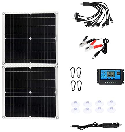 YQVEOT Panneau Solaire Système D'énergie Solaire 6000W 22 0v / 6000w Kit D'onduleur 200W Chargeur De Batterie du Panneau Solaire Téléphone Complet du Contrôleur De La Maison(with 100A Controller)