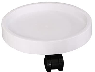 Carrello per piante con ripiani, sottovaso rotondo in plastica, trasportatore per piante con ruote, carrello per vasi da interno ed esterno, 60 cm, colore bianco per una facile mobilità