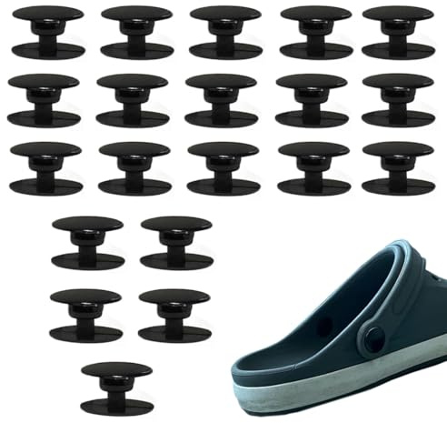 JRYXDS 16 Stück Krokodil-Nietenknöpfe,Schnalle,Kunststoff Druckknöpfe, Verschlüsse, Schuhe, Pop Nieten,Für Strandschuh Pop Nieten Reparatur Dekoration(Schwarz)