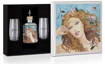J.Rose London Dry Gin n 9 Set Regalo con Bottiglia Artistica e 2 Bicchieri, Confezione Lusso