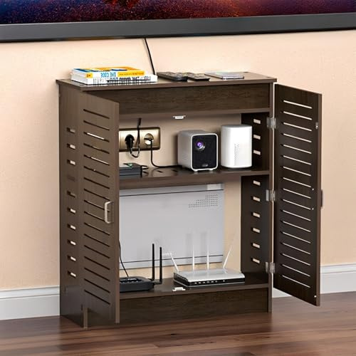 HDZNDH WiFi Router Storage Cabinet, Multi-Functional Box, Floor Standing Modem,Power Strip Cable Management Hider Organizer For Living Room, Office, Bedroom