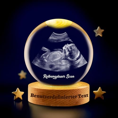Personalisierte Ultraschall-Foto-Kristallkugel Personalisierte Foto Kristall Dekorative Kugel Individuelle Foto Text Ultraschall Bilderrahmen Geschenk für werdende Eltern (Ultraschall-Kristallkugel)
