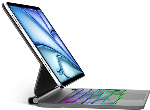 SENGBIRCH Magic Keyboard para iPad Air 11 (M2,2024/M3,2025), Funda Teclado para iPad Pro 11 Pulgadas (4/3/2/1) & Air 5th/4th Gen., Español Ñ Diseño, Ultrafino & Ultraligero Desmontable, Negro
