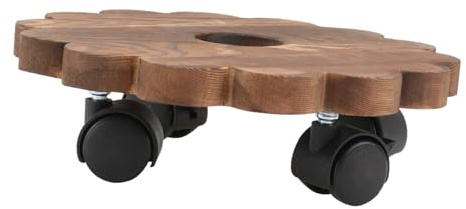 Veemoon Support Plante Roulette en Bois Massif Plateau Rond 20 Cm 4 Roues Mobiles pour Pots de Fleurs Porte-Pot Roulant pour Intérieur et Extérieur