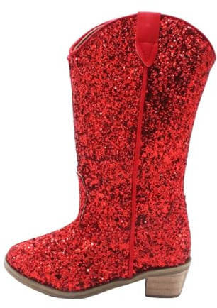 Girls Cowgirl Boots Unisex-Child Mid Calf Embroidered Glitter Toddler Cowboy Boot Little Big Kids Western Riding Shoes