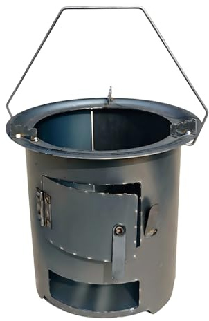 Poêle à bois portable pour extérieur avec grille et pinces - Poêle à bois pour camping, randonnée, voyage en camping-car, extérieur, patio, jardin