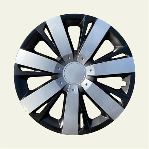 Yurefax 4er Set 15 Zoll Radkappen Felgendeckel Schwarz Hochglanz mit grauem Einsatz Radnabenabdeckung für Leichtmetallfelgen