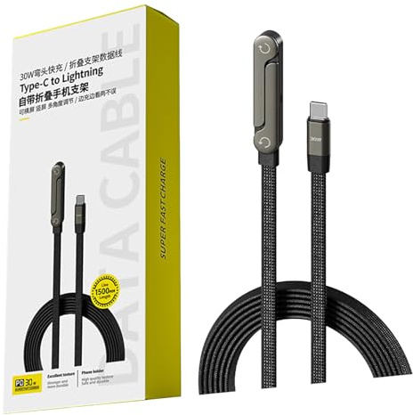 2 in 1 Invisible Stand Charging Cable, 1.5M,Holder Charger Cable with Stand, Multi Charger Cord with Type C Multi Angle Adjustable 240W Fast Charging for Smartphones,Tablets,Laptops,and Gaming Devices