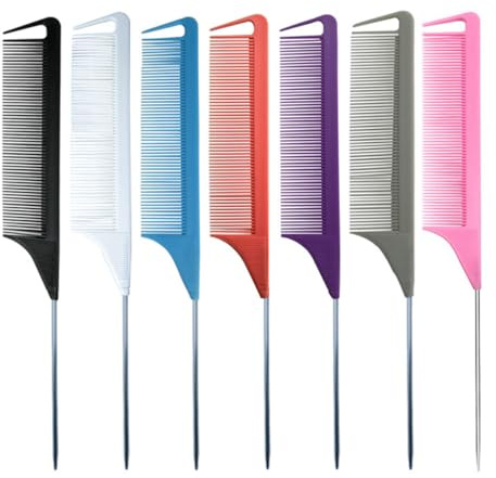 ULTECHNOVO Juego de 6 Peines de Acero Antistáticos y Resistentes para Peluquería Profesional en Salones de Belleza y Barberías