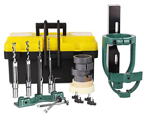 Mortising Attachment for Drill Press, Hollow Chisel Mortiser Drill Bit Set for Woodworking, Square Hole Mortise Tools for Mortise and Tenon Joints