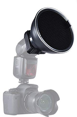Andoer 5,9 (15 cm) Silber Beauty Dish Diffuser mit Bienenwabe bei 30 Grad für Canon Nikon Yongnuo Godox Meike Vivitar Fotografie Blitzkamera Blitz Speedlite
