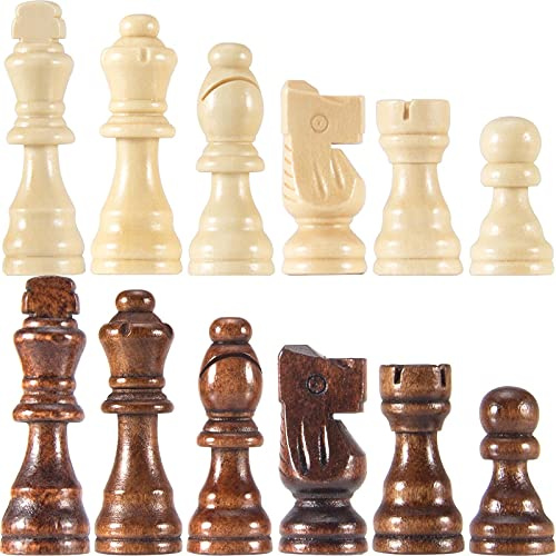 AMEROUS Schachfiguren aus Holz, 32 Piesen/7,7 cm König/Aufbewahrungstasche/Geschenkpaket, Standard Turnier Staunton Holz Schachmänner für Schachbrett, Ersatz fehlender Figuren