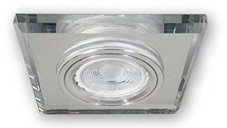 LICHT DISCOUNT LED Einbaustrahler Dimmbar Deckenstrahler eckig aus Glas | Einbauleuchte GU10 Fassung 230 V Einbauspots S1371WH | Decken-Einbauleuchte inkl. 7,5 W LED neutral weiß