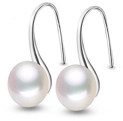 Kim Johanson dam pärlörhängen Rita i 925 sterlingsilver med äkta vita sötvattenspärlor örhängen inkl. smyckespåse
