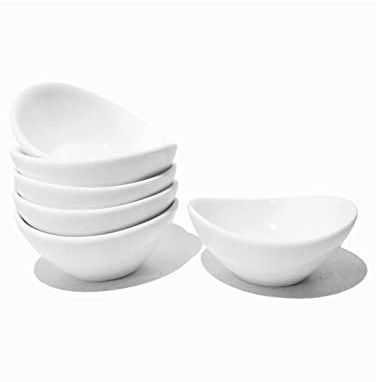 Holitika Soy Sauce Dish - Dipping Bowls Set, White Porcelain Dipping Bowls/Dishes for Soy Sauce, Ketchup, BBQ Sauce or Seasoning- 1 Oz,Set of 6,D1