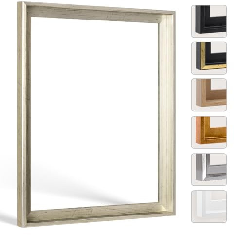 Bildershop-24 Schattenfugenrahmen Bilder Rahmen Lemgo für Keilrahmenbilder und Leinwände 90x120cm Silber Antik