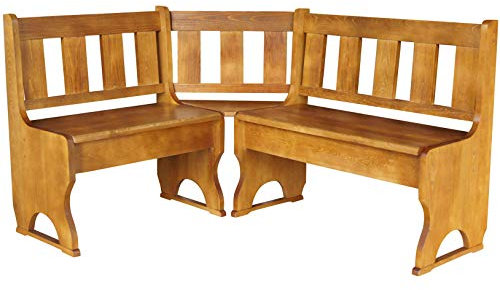 k koma Banco esquinero de madera maciza de pino (roble, 100 x 140 cm)