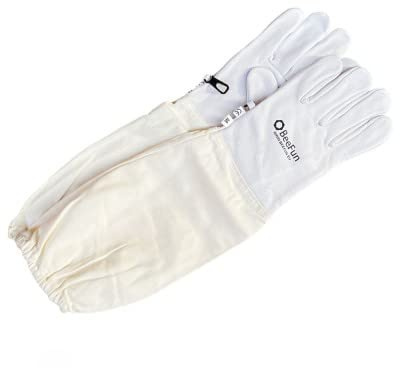 Imkerhandschuhe Leder & Baumwolle weiß - BeeFun®: S