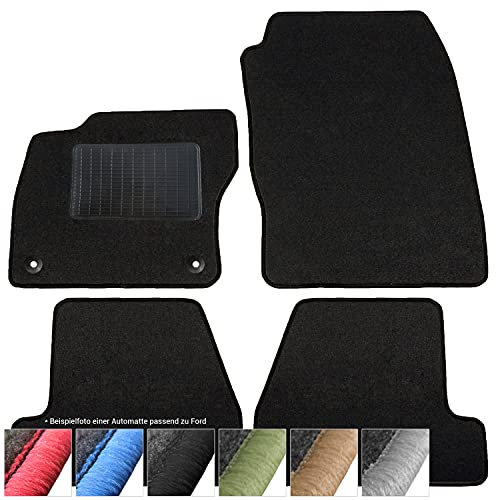 moto-MOLTICO Fußmatten Auto - Velours Autoteppiche passend für Ford Kuga (2008-2011) - 4-teiliges Set - Schwarze Automatten mit Schwarzen Ziernähten