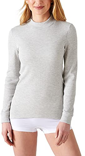 Damart Camiseta Thermolactyl, Cuello Alto, canalé Polar, Manga Larga Gris Jaspeado XL