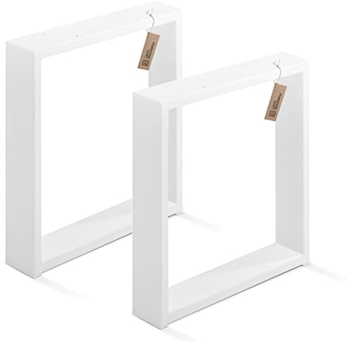 LAMO Manufaktur Tischbeine für Sitzbank, Couchtisch, Beistelltisch, Simple Massive, Vierkantprofil 80x20 mm, Tischgestell 40x43 cm (BxH), Weiß, 2 Stück, LTS-01-C-BB-9016