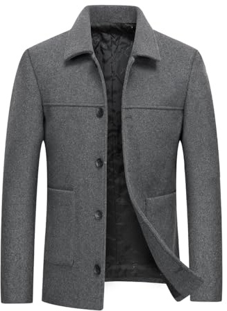 Allthemen Men's Winter Warm Coat Slim Fit Short Outwear Business Winter Jacket Leisure Grey L