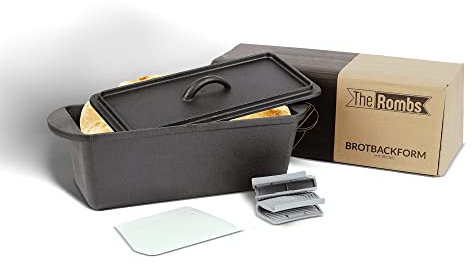 The Rombs Moule à pain avec couvercle, poignées en silicone, coupe-pâte (3 L) Moule à gâteau en fonte – Moule polyvalent – Moule à gâteau – Moule rectangulaire