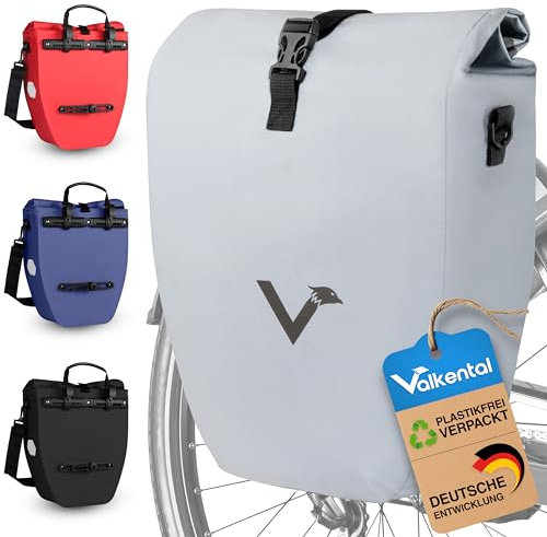 Valkental® Große & wasserdichte Gepäckträgertasche - Fahrradtasche für Gepäckträger mit großen Reflektoren [Abschließbar] Bombenfester Sitz - Mehrfach ausgezeichnet - Gefertigt für Langlebigkeit