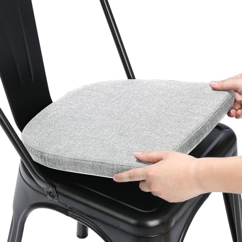 BUYUE Cuscino Magnetico in Tessuto Intrecciato 14x14 per Sedia in Metallo 1 Pezzo, Cuscinetto Antiscivolo Migliorato per Sedie Impilabili da Pranzo Cucina Café (Forma U, Grigio Chiaro, 1 Pezzo)
