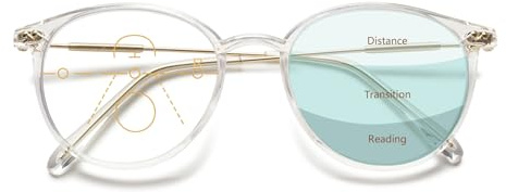 Lanomi Gleitsichtbrille Damen Herren Rund mit Blaulichtfilter | Progressive Multifokale Lesebrille, PC Rahmen,UV400 Schutz Gleitsicht Brille für Lesen, Computer & Fernsicht